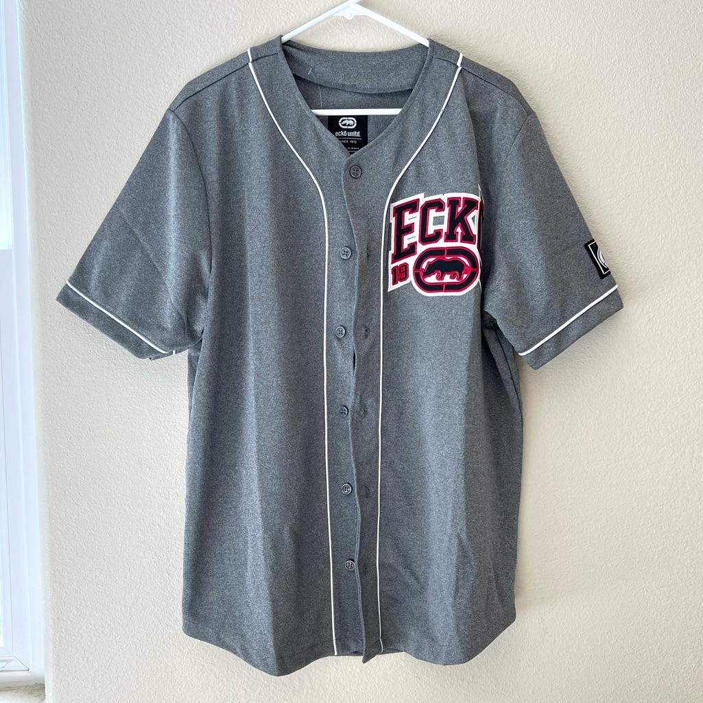 Brand New Grey Ecko Unltd Baseball Jersey Sz Large